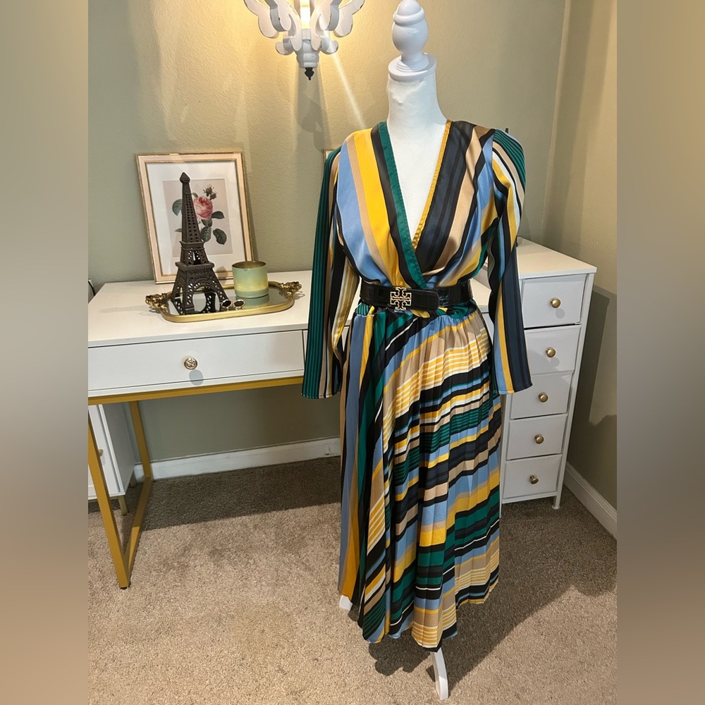 Eloquii Vibrant Silky Striped dress
